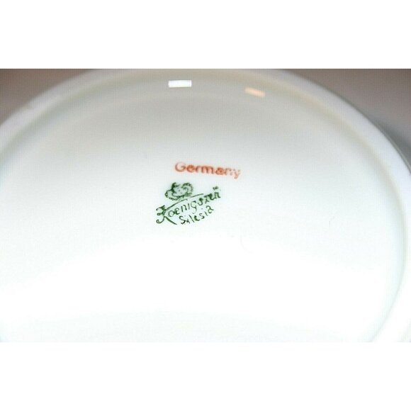 Koenigszelt Silesia Germany scalloped bowls set of 5 flower gold trim dish 5" - Picture 5 of 9